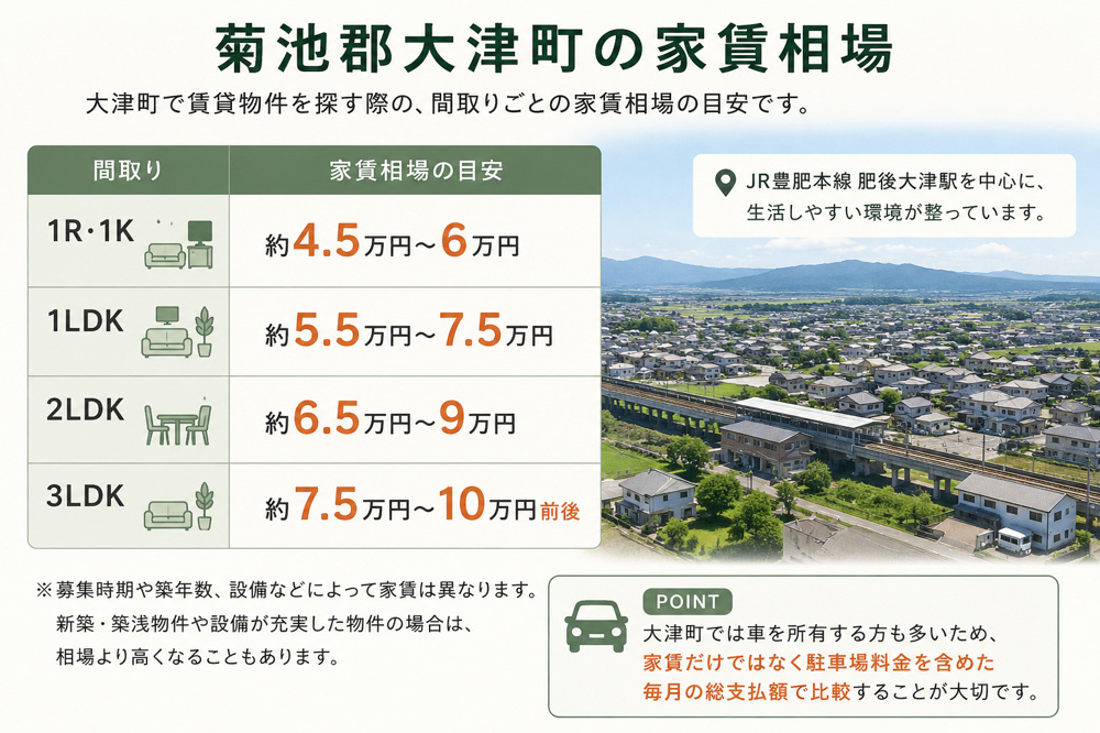 菊池郡大津町で賃貸暮らし｜住みやすさ・家賃相場・おすすめエリアを紹介の画像