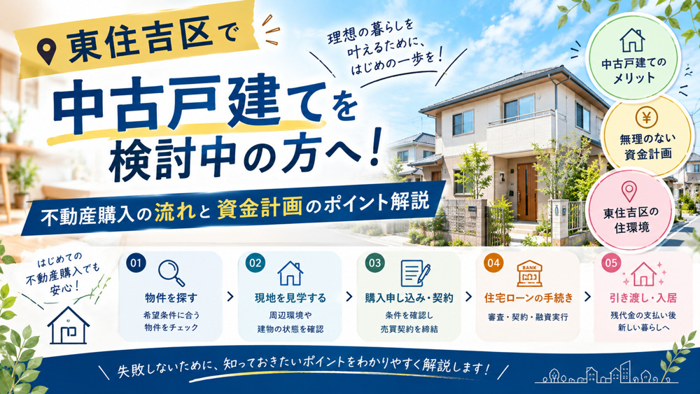 東住吉区で中古戸建てを検討中の方へ！不動産購入の流れと資金計画のポイント解説の画像