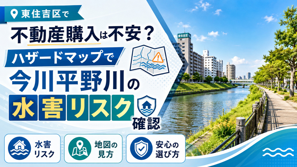 東住吉区で不動産購入は不安？ハザードマップで今川平野川の水害リスク確認の画像