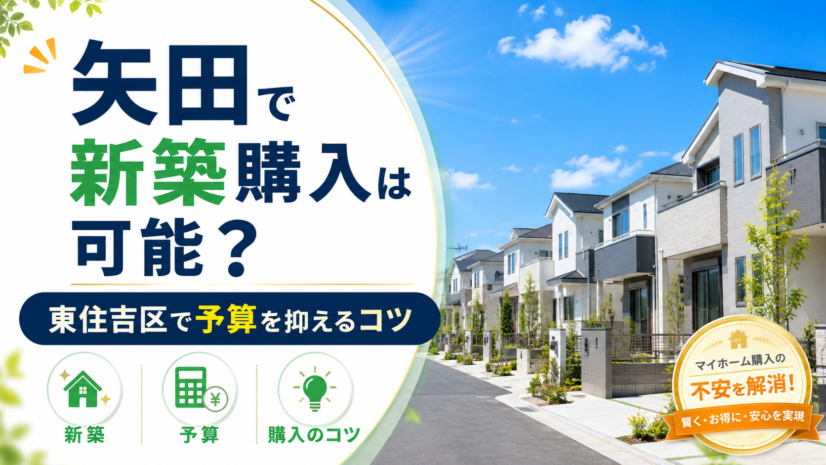 矢田で新築の不動産購入は可能?東住吉区で予算を抑えるコツを解説の画像