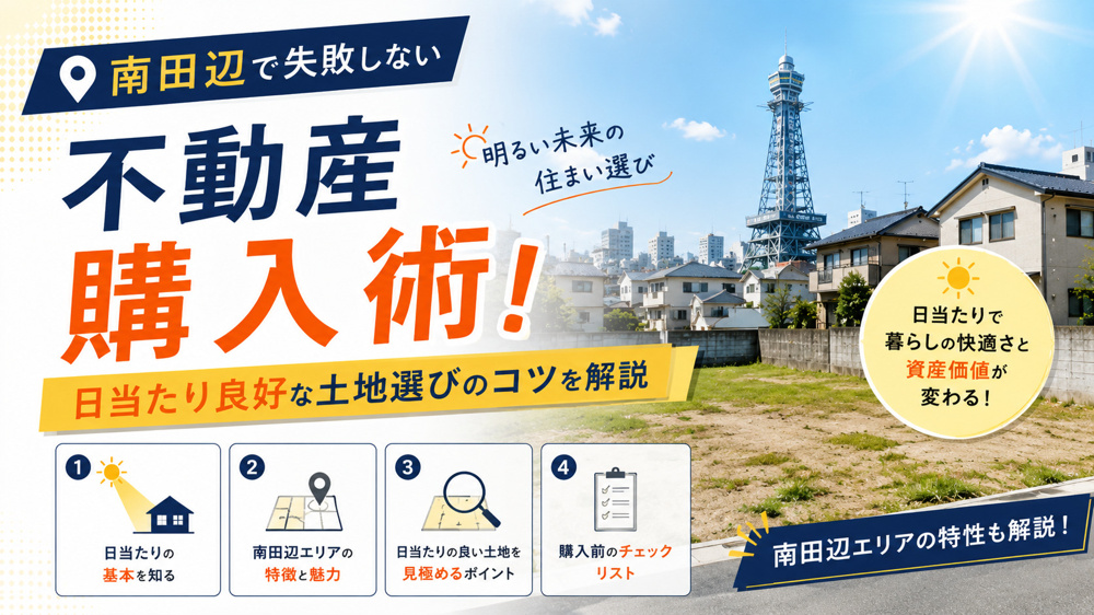 南田辺で失敗しない不動産購入術！日当たり良好な土地選びのコツを解説の画像