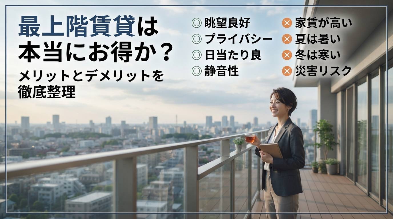 最上階賃貸は本当にお得か？メリットとデメリットを徹底整理の画像