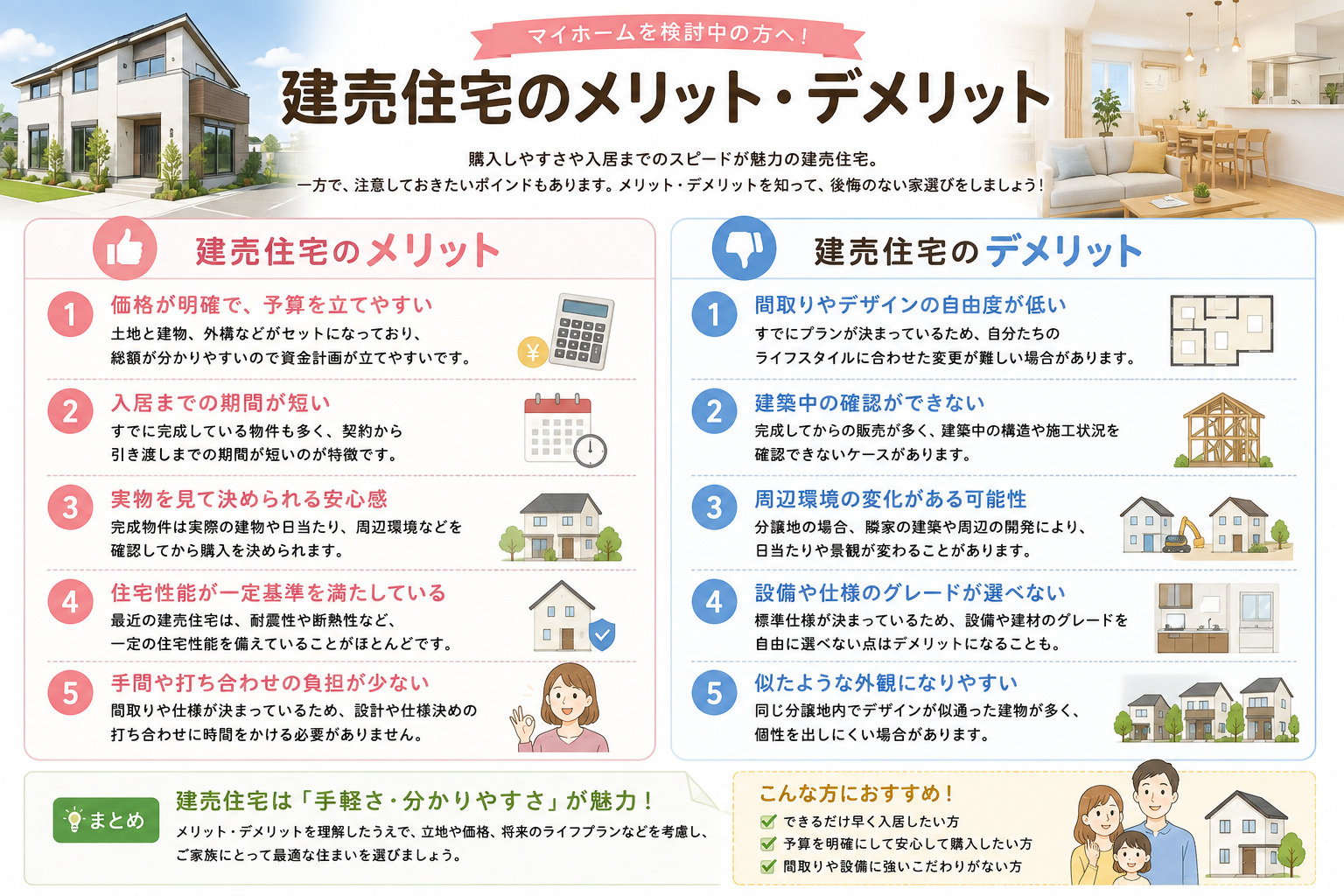 建売住宅のメリット・デメリットの画像