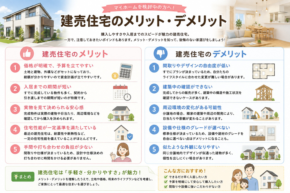 建売住宅のメリット・デメリットの画像