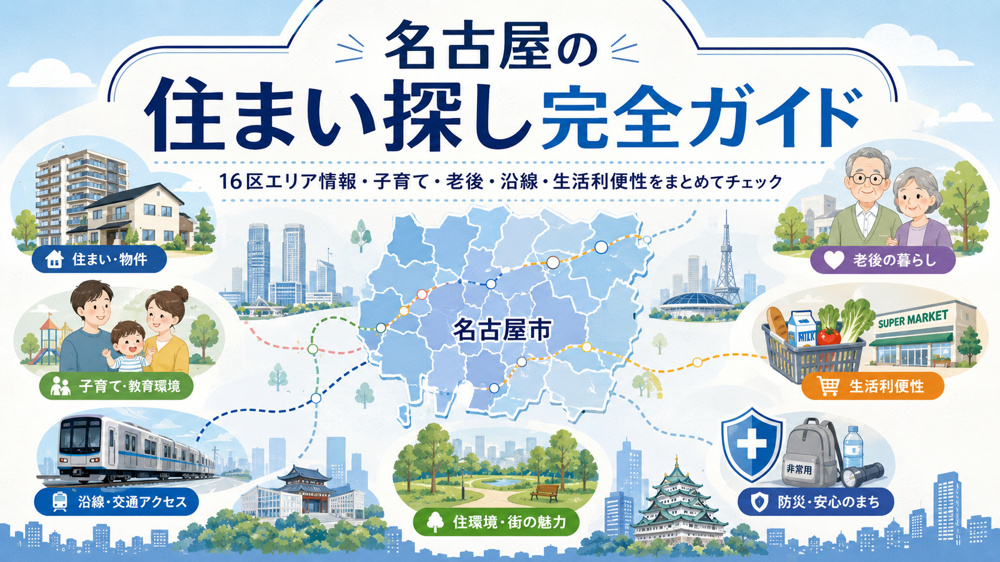 名古屋の住まい探し・エリア選び完全ガイド｜16区・沿線・子育て・老後・生活利便性の画像