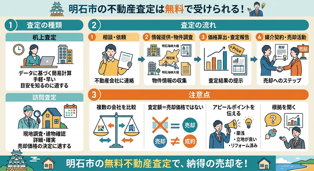 明石市の不動産査定は無料で受けられる！ 査定の種類・流れ・注意点を完全解説の画像