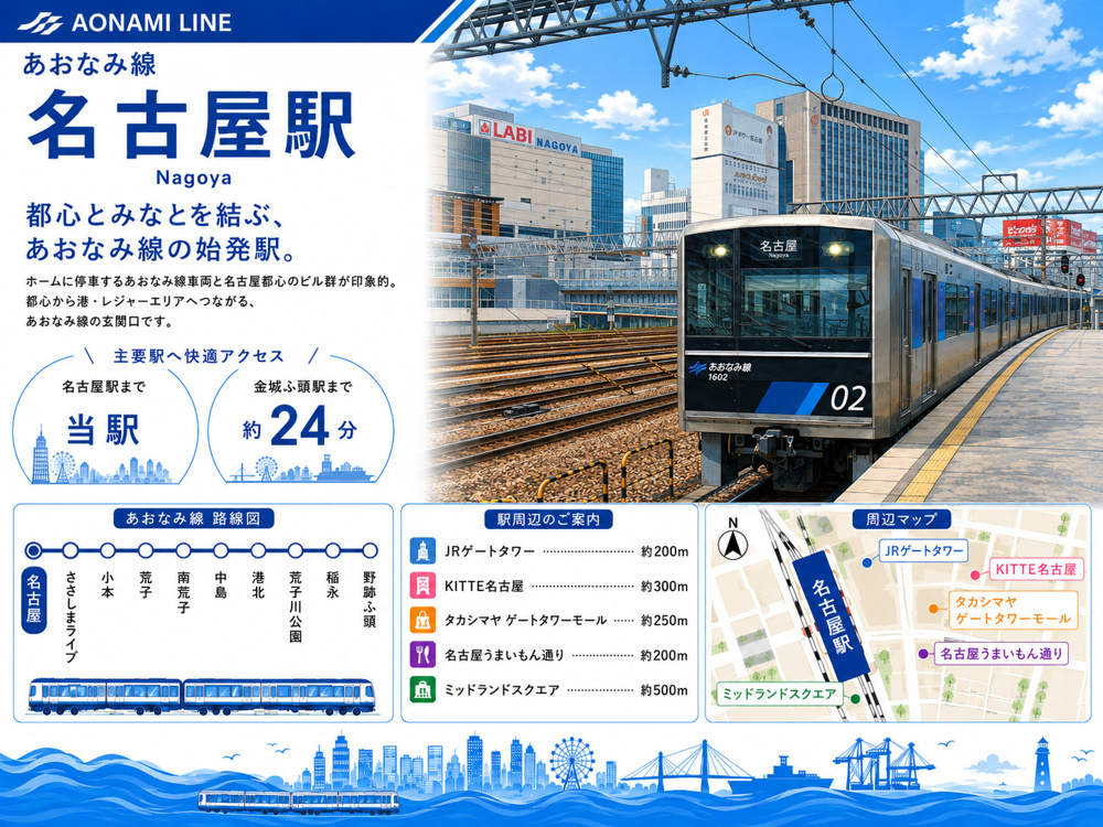 あおなみ線「名古屋」駅 周辺のエリア情報の画像