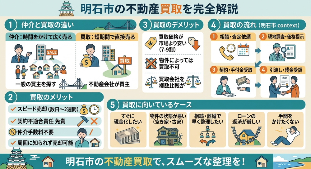 明石市の不動産買取を完全解説 仲介との違い・メリット・デメリット・向いているケースまでの画像