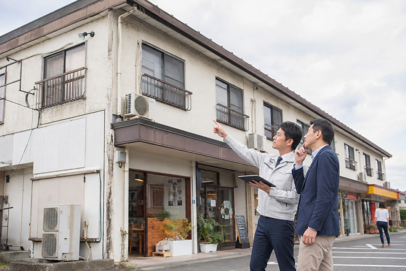 テナント建物の修繕や維持管理について確認するイメージ