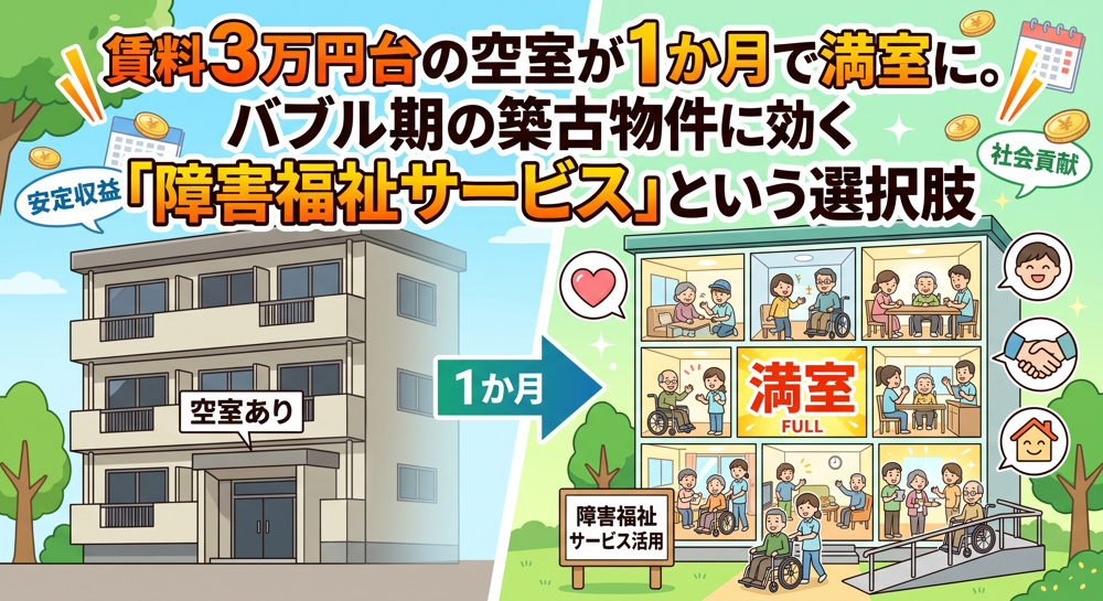 「賃料3万円空室が満室に」障害福祉サービス活用術の画像