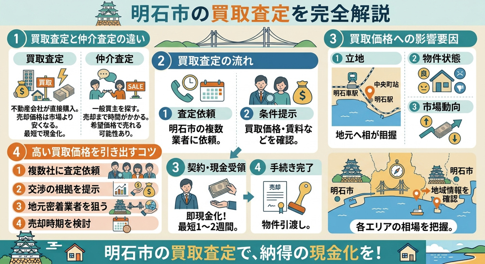 明石市の買取査定を完全解説｜仲介査定との違い・価格相場・高い買取価格を引き出すコツまでの画像