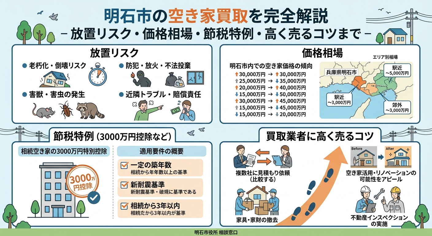 明石市の空き家は買取がおすすめ？価格相場・節税特例・高く売るコツを完全解説の画像