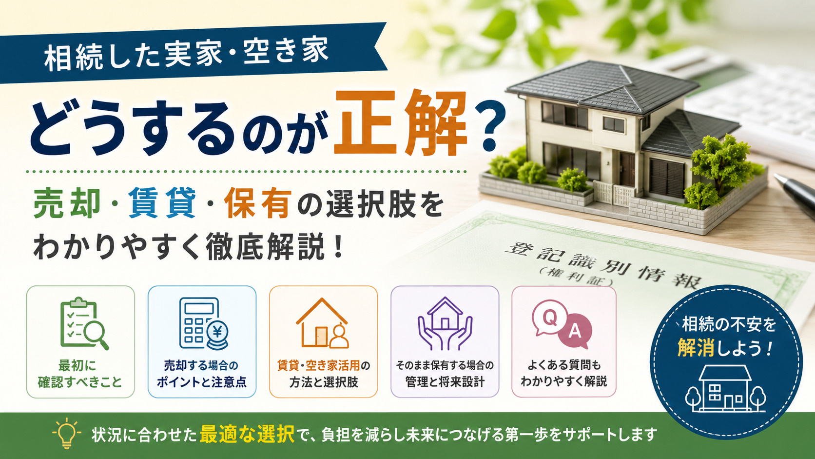 相続した実家をどうするか迷ったら？相続空き家や実家空き家の選択肢を整理し相続した家の判断材料を解説の画像