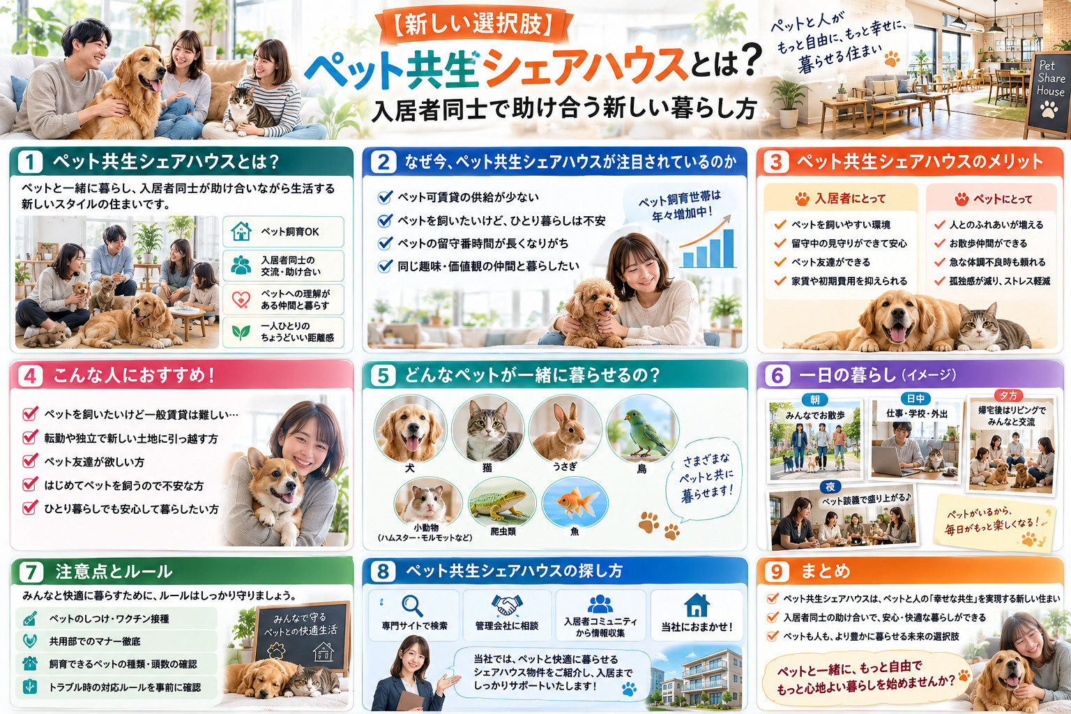 【新しい選択肢】ペット共生シェアハウスとは?入居者同士で助け合う新しい暮らし方の画像