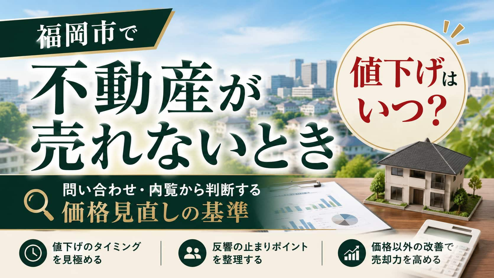 福岡市で不動産が売れないとき値下げはいつ?問い合わせ・内覧から判断する価格見直しの基準の画像