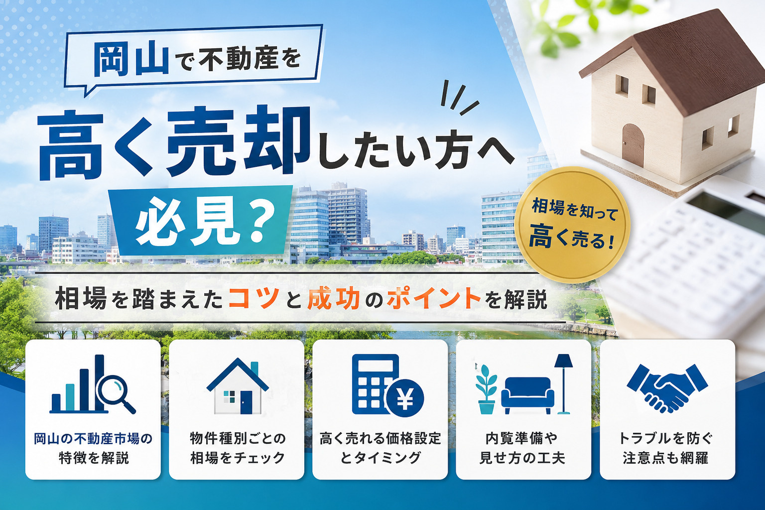 岡山で不動産を高く売却したい方へ必見？相場を踏まえたコツと成功のポイントを解説の画像