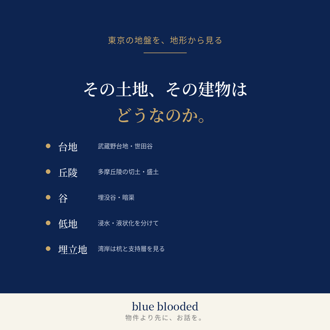 東京の地盤を地形から見る｜マンション・戸建て・土地を買う前に知りたい台地・谷・低地・埋立地の画像