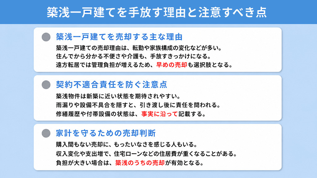 築浅一戸建てを手放す理由と注意すべき点