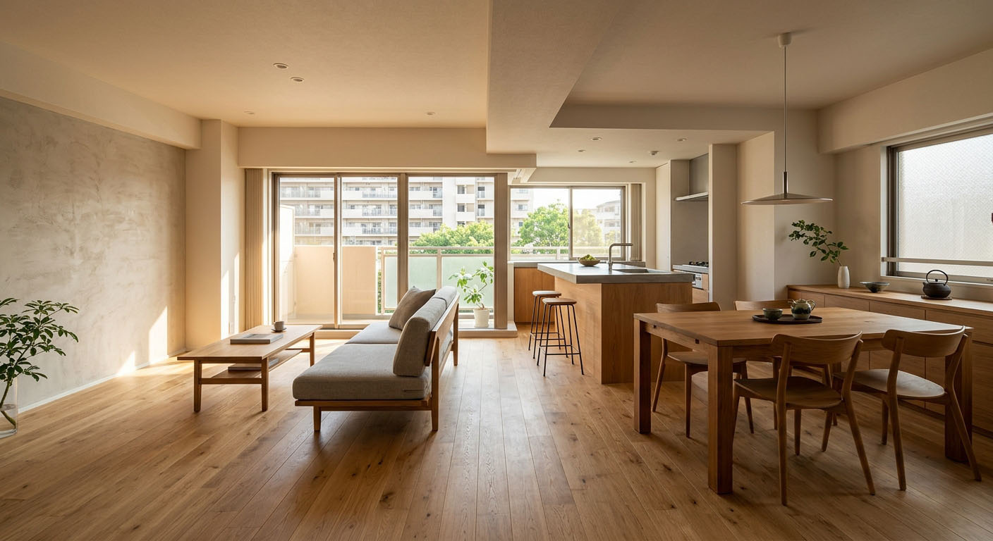 西宮北口エリアの中古マンションをモダンにリノベーションしたLDK