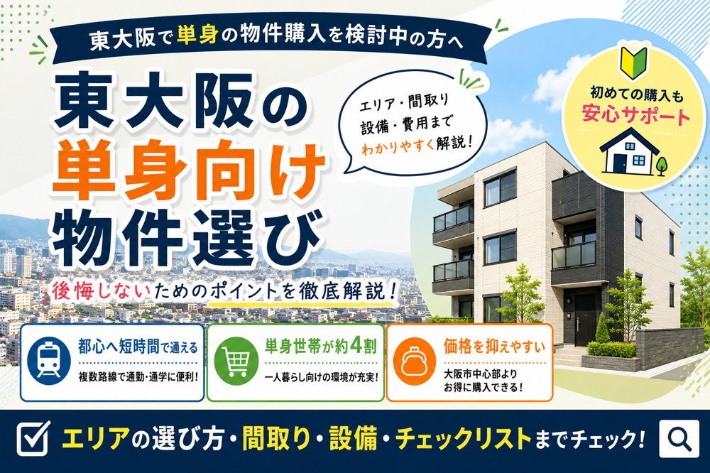 東大阪で単身の物件購入｜おすすめ地域・間取り・失敗しない選び方の画像