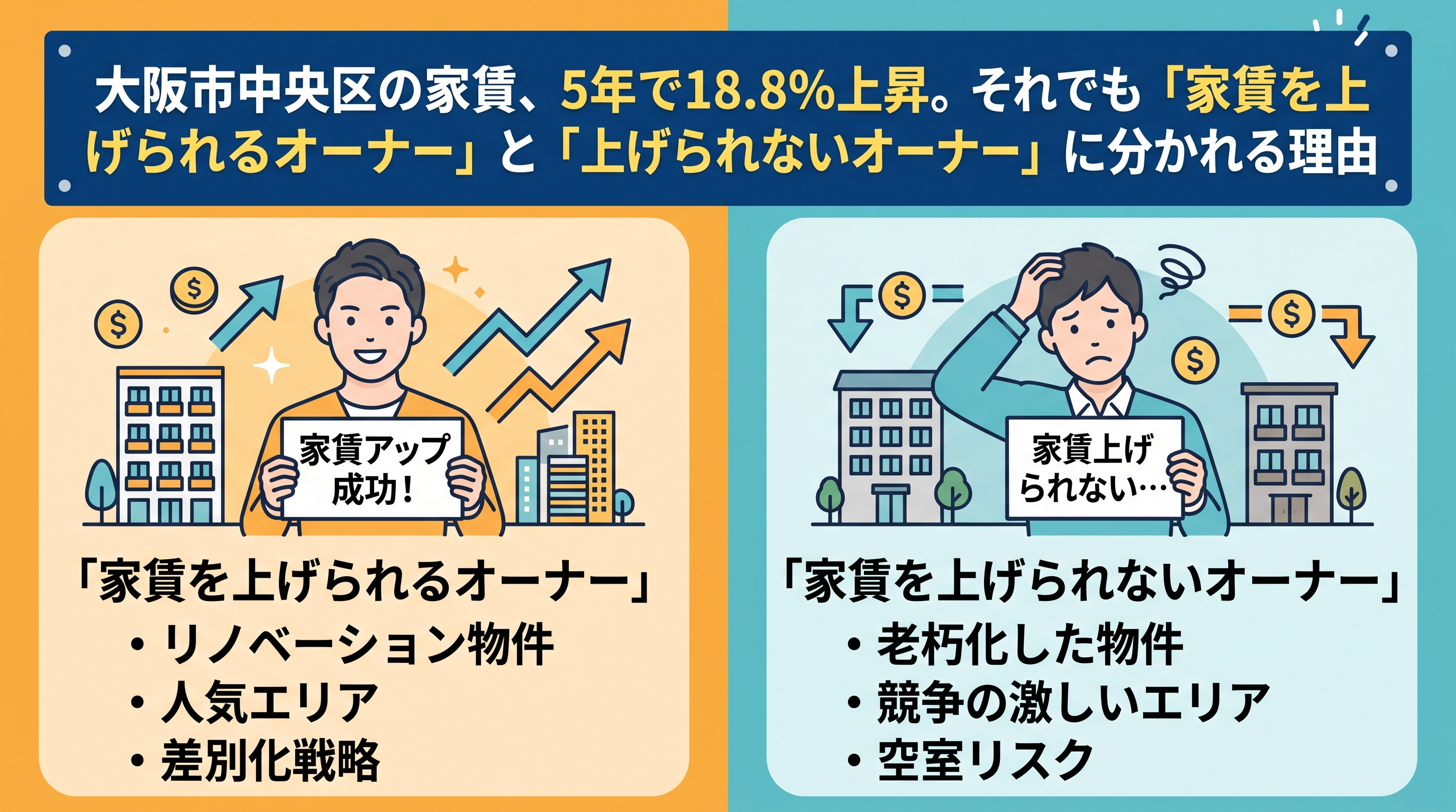 大阪の家賃、5年で18.8％増「上げられる家主」との差の画像