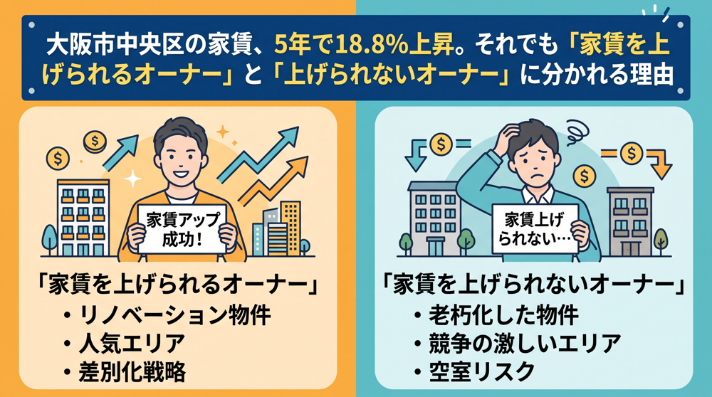大阪の家賃、5年で18.8％増「上げられる家主」との差の画像