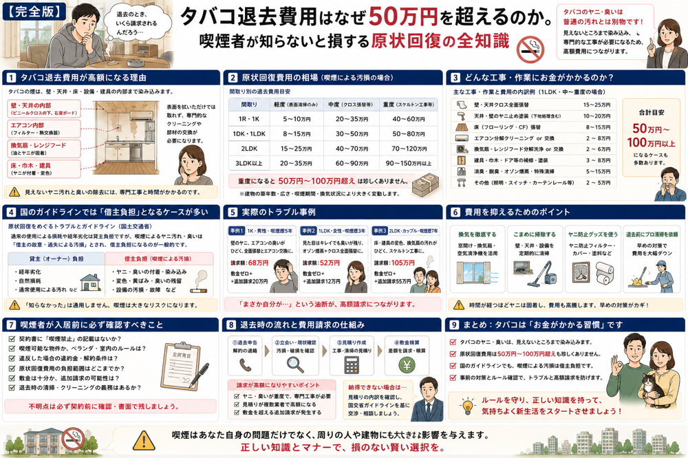【完全版】タバコ退去費用はなぜ50万円を超えるのか。喫煙者が知らないと損する原状回復の全知識の画像