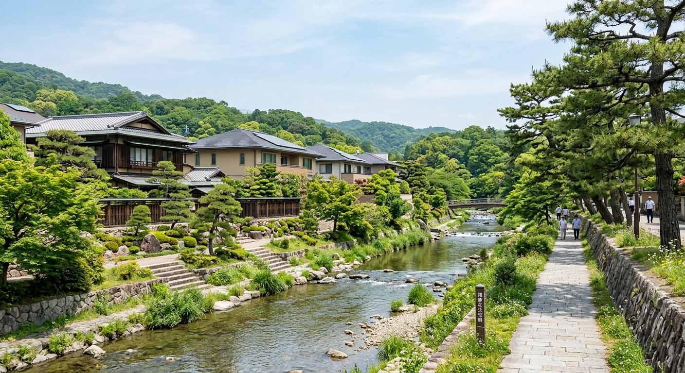 芦屋川沿いに広がる緑豊かで静かな平田町エリアの高級住宅街