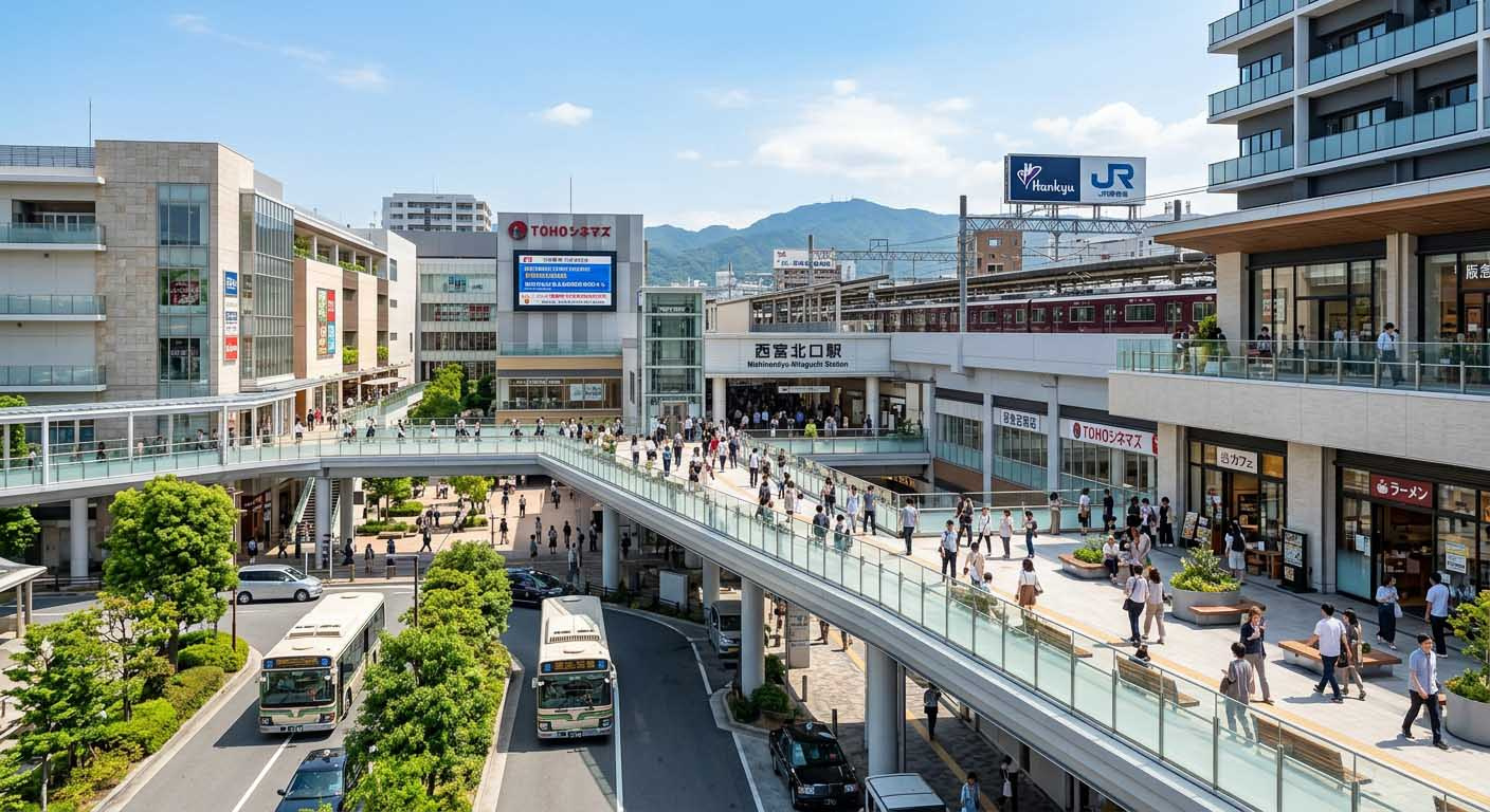 再開発が進む西宮北口駅前の賑わいと都市インフラ