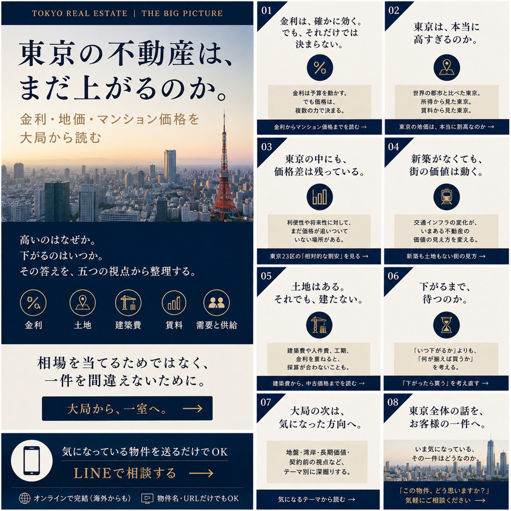 東京の不動産は、まだ上がるのか。｜金利・地価・マンション価格を大局から読むの画像