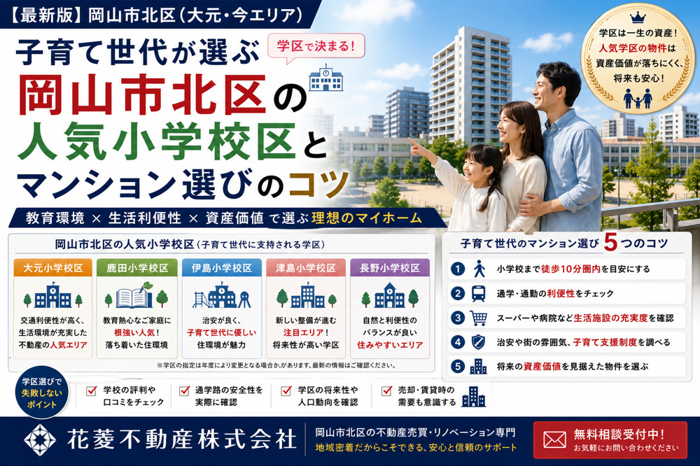 子育て世代が選ぶ「岡山市北区の人気小学校区」とマンション選びのコツの画像