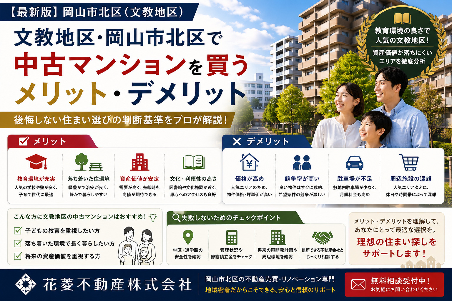 文教地区・岡山市北区で中古マンションを買うメリット・デメリットの画像