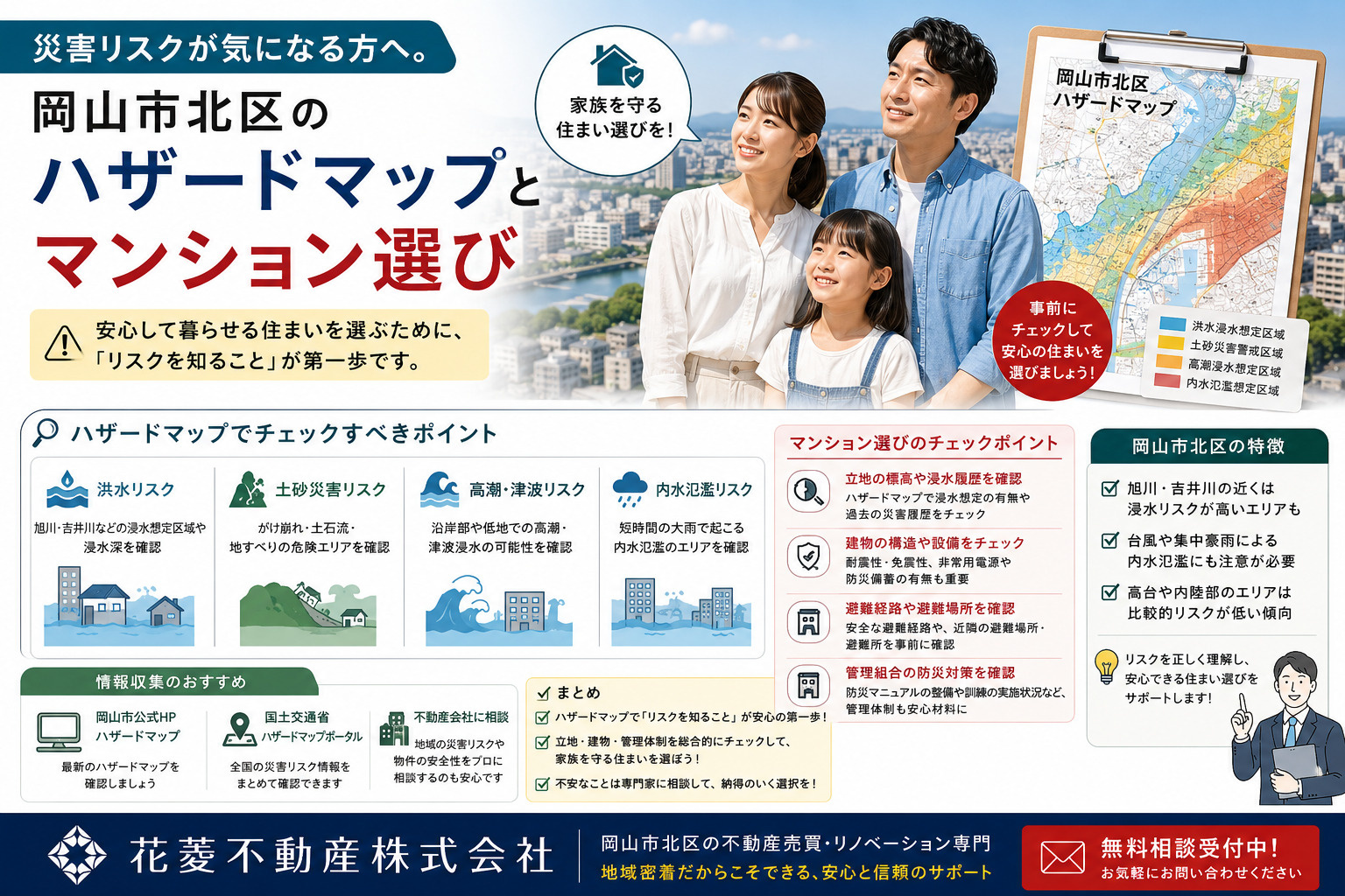災害リスクが気になる方へ。岡山市北区のハザードマップとマンション選びの画像