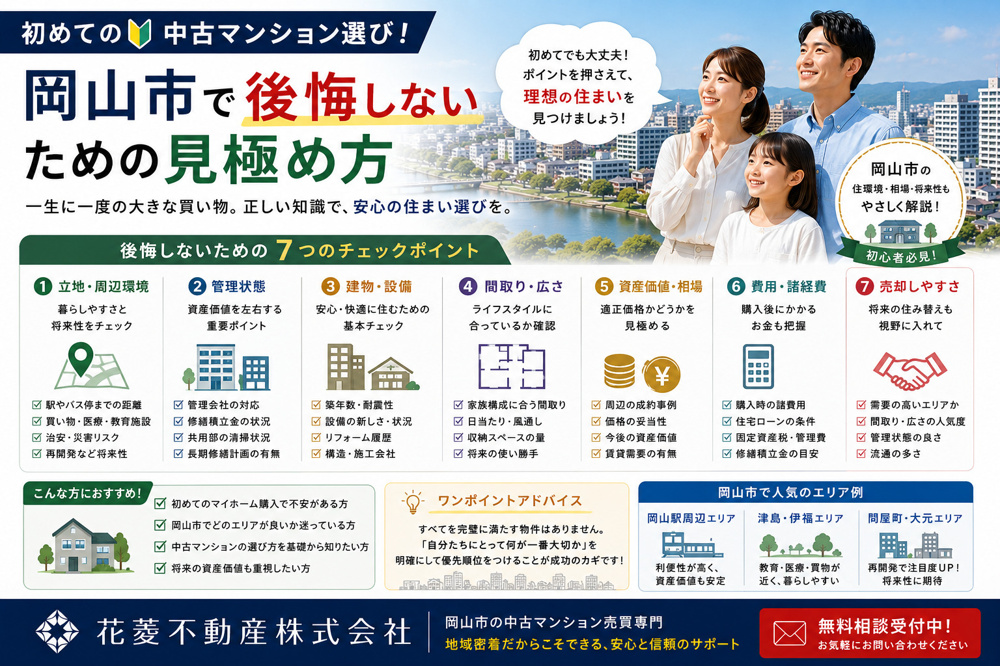初めての中古マンション選び！岡山市で後悔しないための見極め方の画像