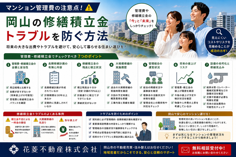 マンション管理費の注意点！岡山の修繕積立金トラブルを防ぐ方法の画像