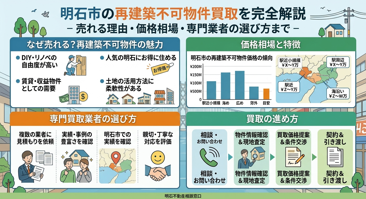 明石市の再建築不可物件買取を完全解説|売れる理由・価格相場・高く売るコツまでの画像