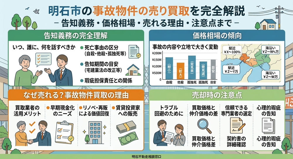 【明石市】事故物件は買取できる？告知義務・価格相場・専門業者の選び方を徹底解説の画像
