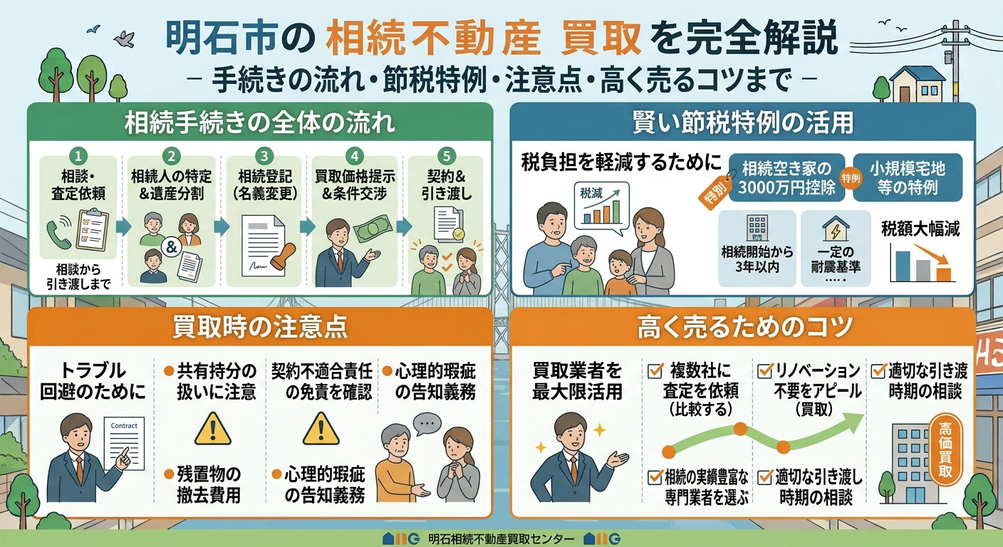 明石市の相続不動産買取完全ガイド2025｜相続登記・節税特例・売却の流れ・注意点まで詳しくの画像