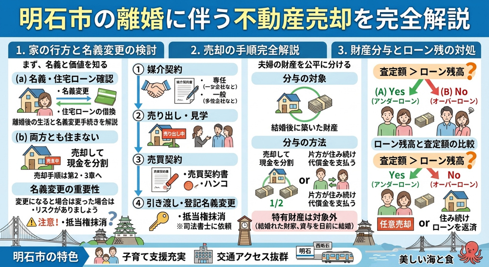 【明石市】財産分与で家はどう扱う？売却・住み続ける・計算方法・注意点を徹底解説の画像