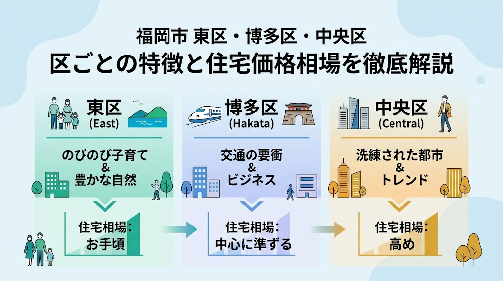 福岡市東区・博多区・中央区…区ごとの特徴と住宅価格相場を徹底解説の画像
