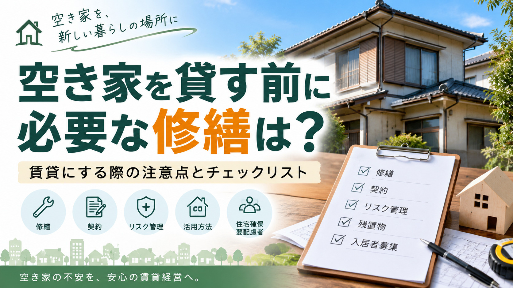 空き家を貸す前に必要な修繕は?賃貸にする際の注意点とチェックリストの画像