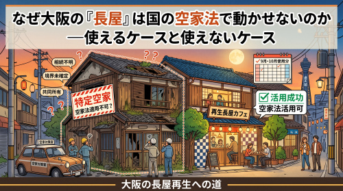大阪の長屋の空き家、なぜ空家法が使えないのかの画像
