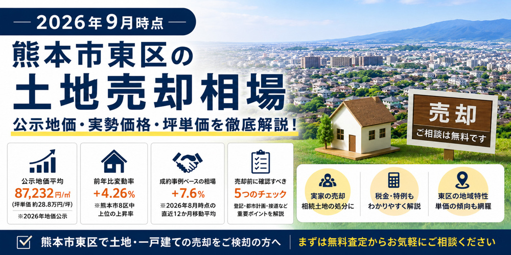 熊本市東区の土地売却相場｜公示地価・実勢価格・坪単価を徹底解説の画像