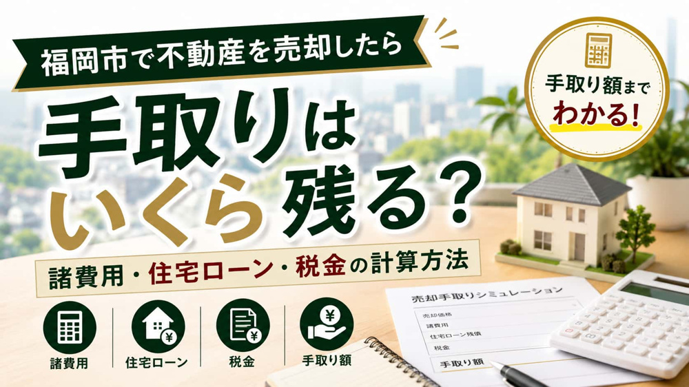 福岡市で不動産を売却したら手取りはいくら？諸費用・住宅ローン・税金の計算方法の画像