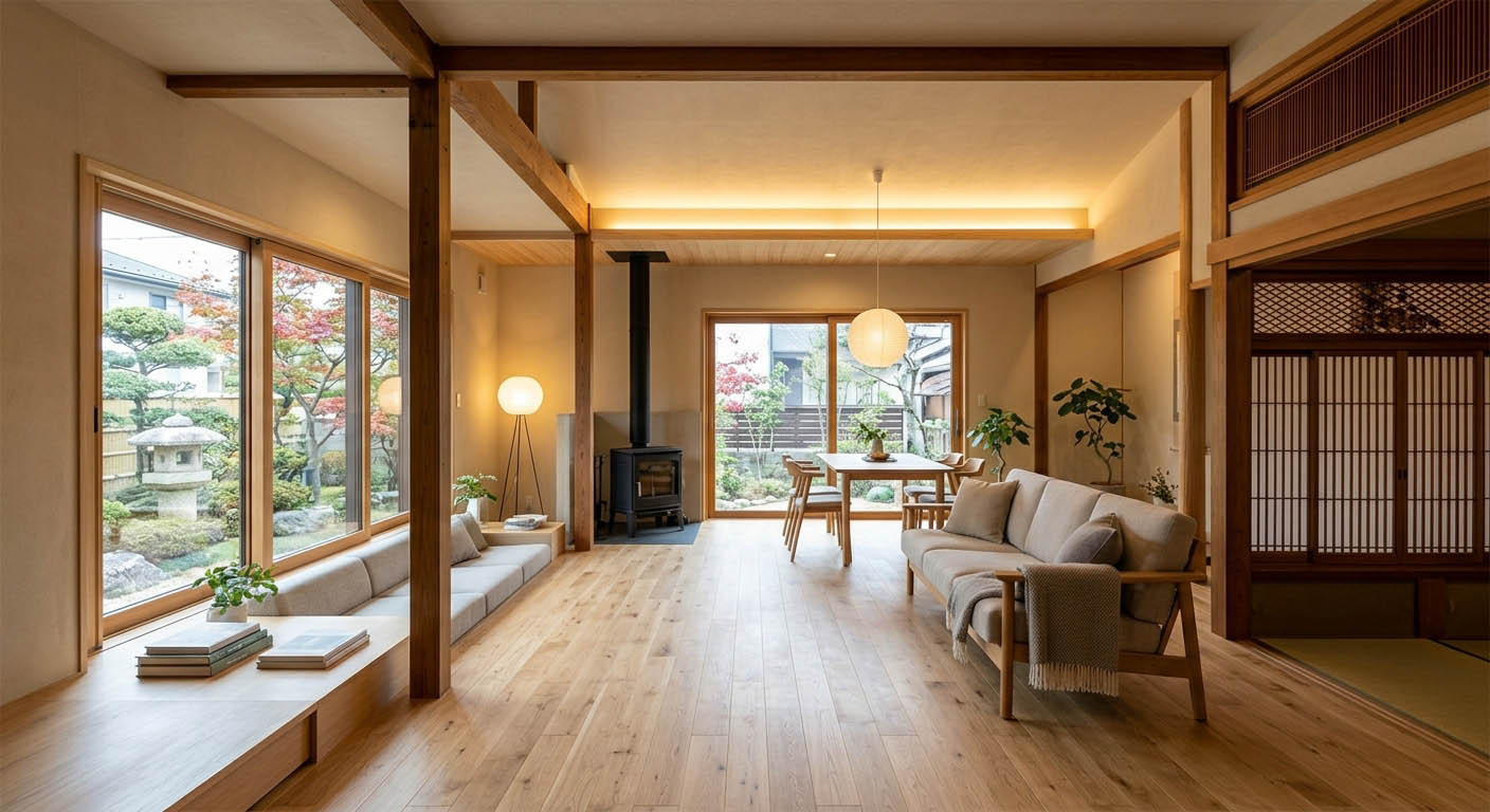 芦屋の中古住宅で省エネ断熱リノベーションを行った明るく快適なLDK