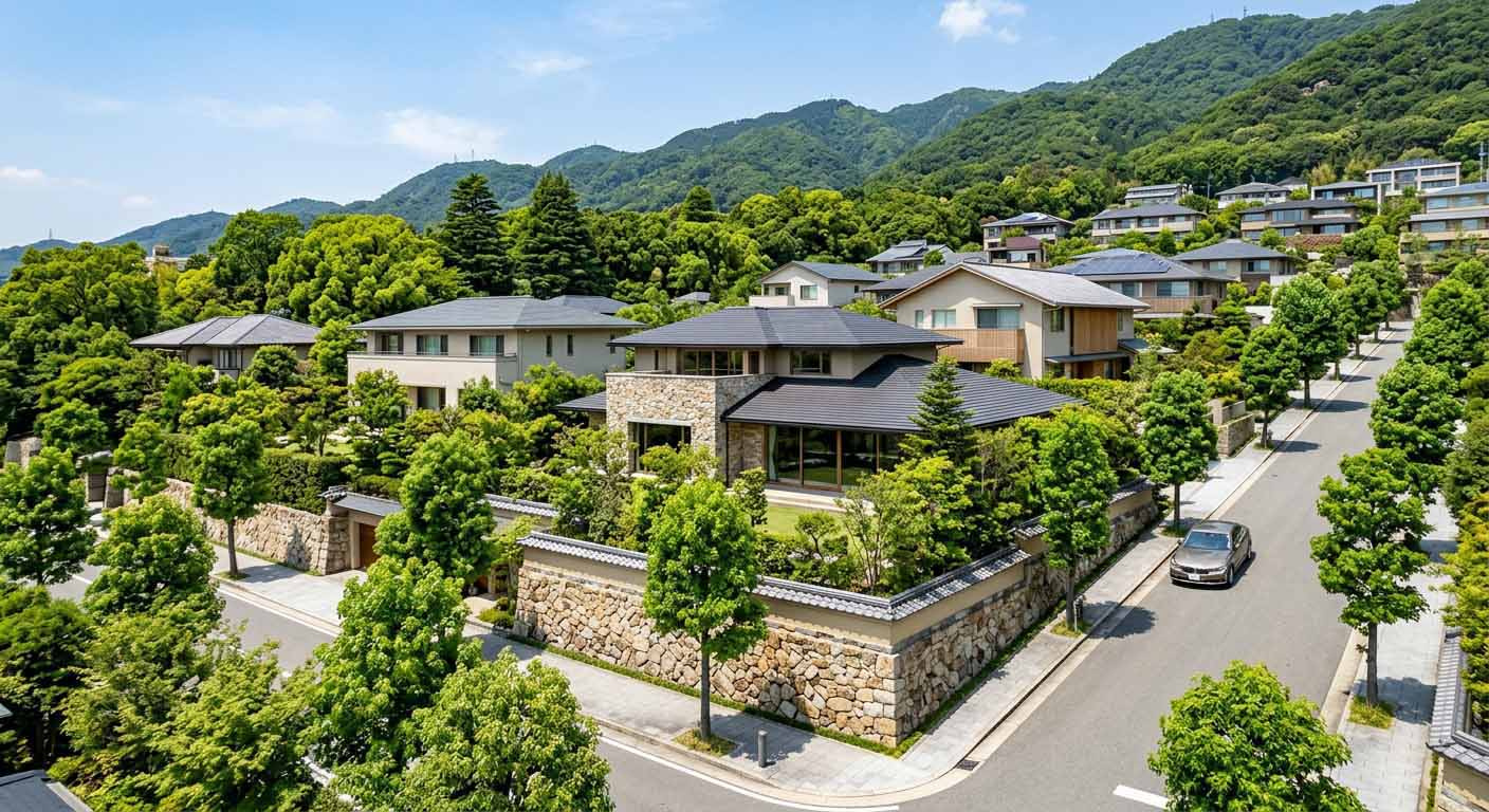 芦屋の緑豊かな住宅街の景観と良好な住環境