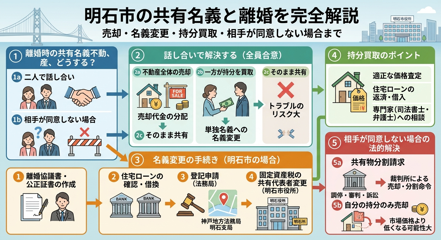 明石市の共有名義と離婚を完全解説｜売却・名義変更・持分買取・相手が同意しない場合までの画像