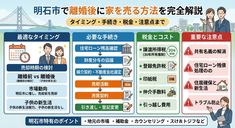【明石市】離婚後に家を売るには？タイミング・流れ・財産分与の時効・税金を徹底解説の画像