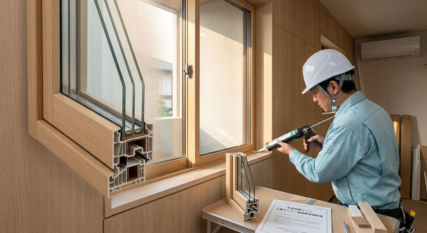 先進的窓リノベなどの補助金を活用した二重サッシ・高断熱窓の施工現場イメージ