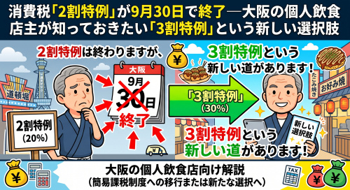 「2割特例」9月末終了、大阪の個人飲食店主が今すべきことの画像